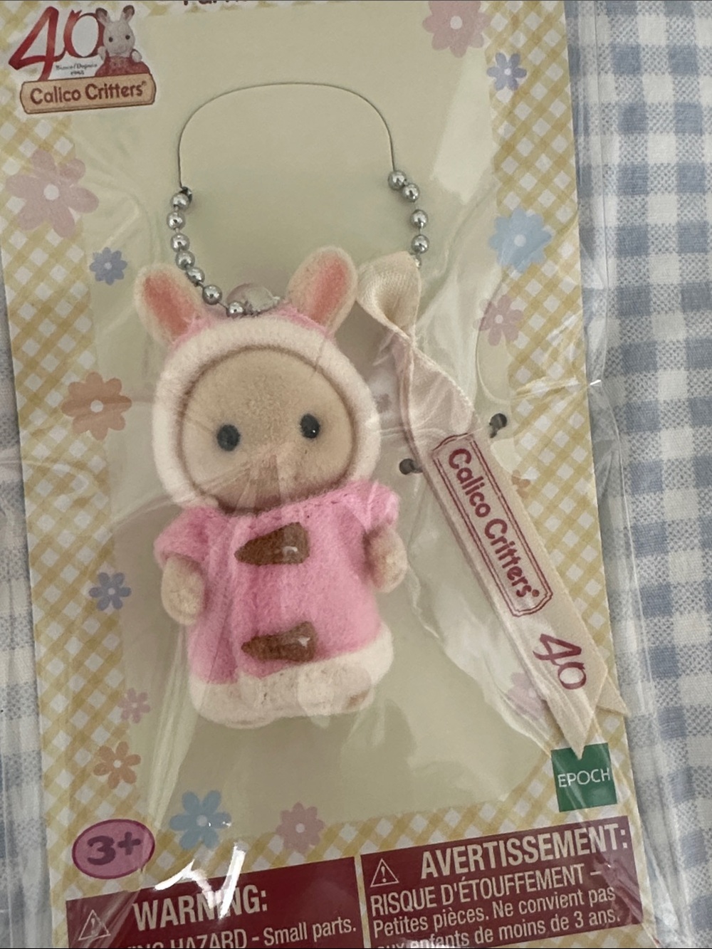NWT Calico Critters Fluffy Parka Milk Rabbit Baby Key Chain - Picture 2 of 4